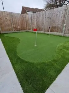 Specialist residential artificial lawn project with mini golf putting holes